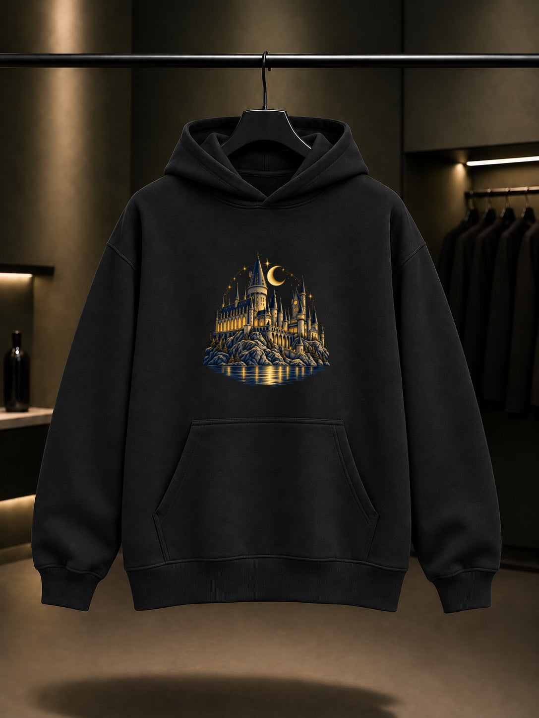 Harry Potter Hogwarts Night Kapüşonlu Sweatshirt Siyah