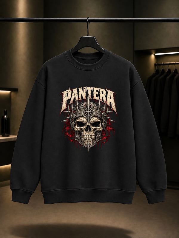 Pantera Metal Kafatası Sweatshirt Siyah