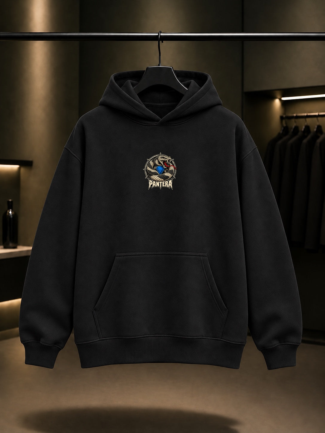 Pantera Yılan Mini Kapüşonlu Sweatshirt Siyah