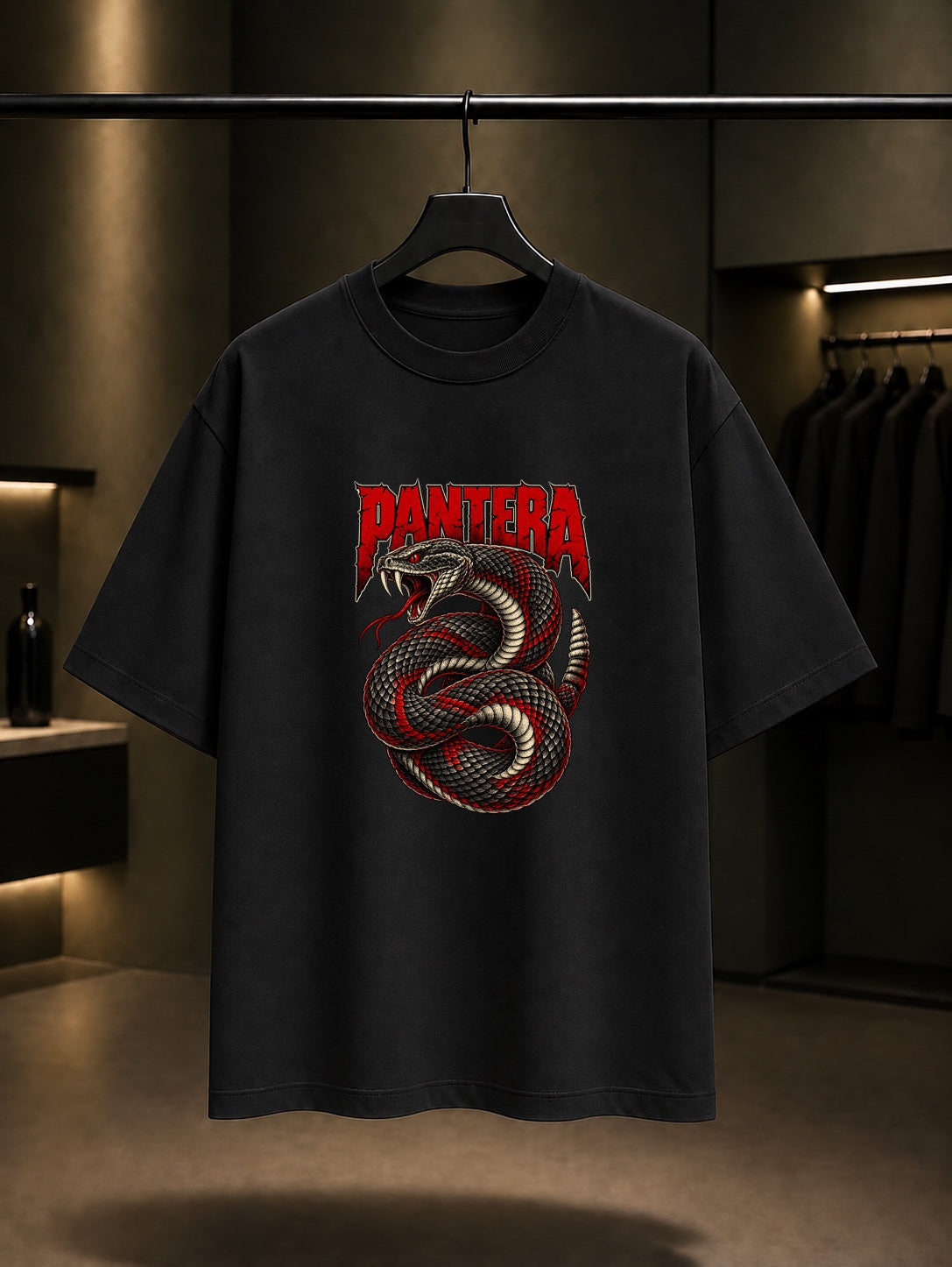 Pantera Snake Kıvrımlı Yılan Tişört Siyah