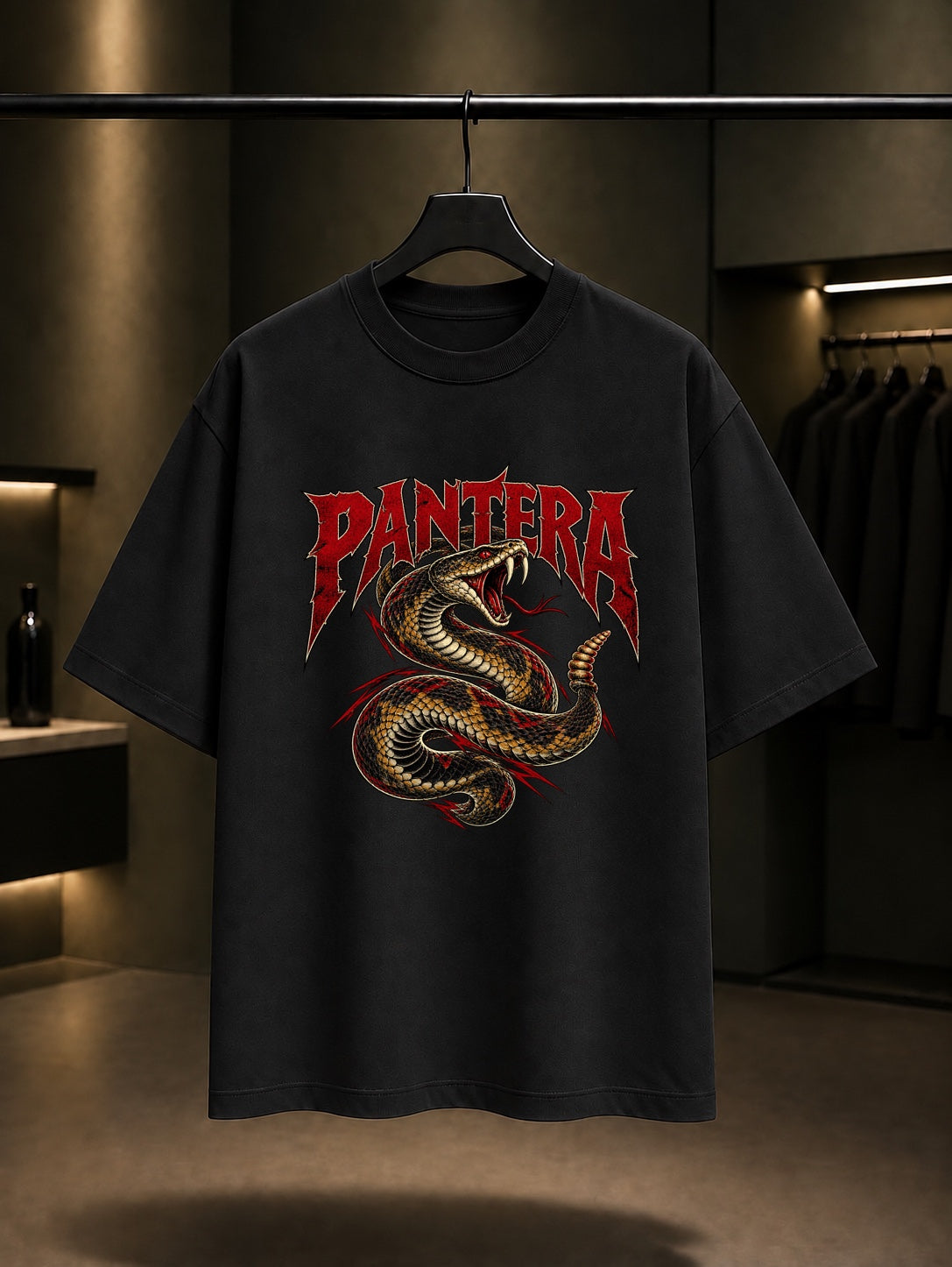Pantera Snake Saldıran Yılan Tişört Siyah
