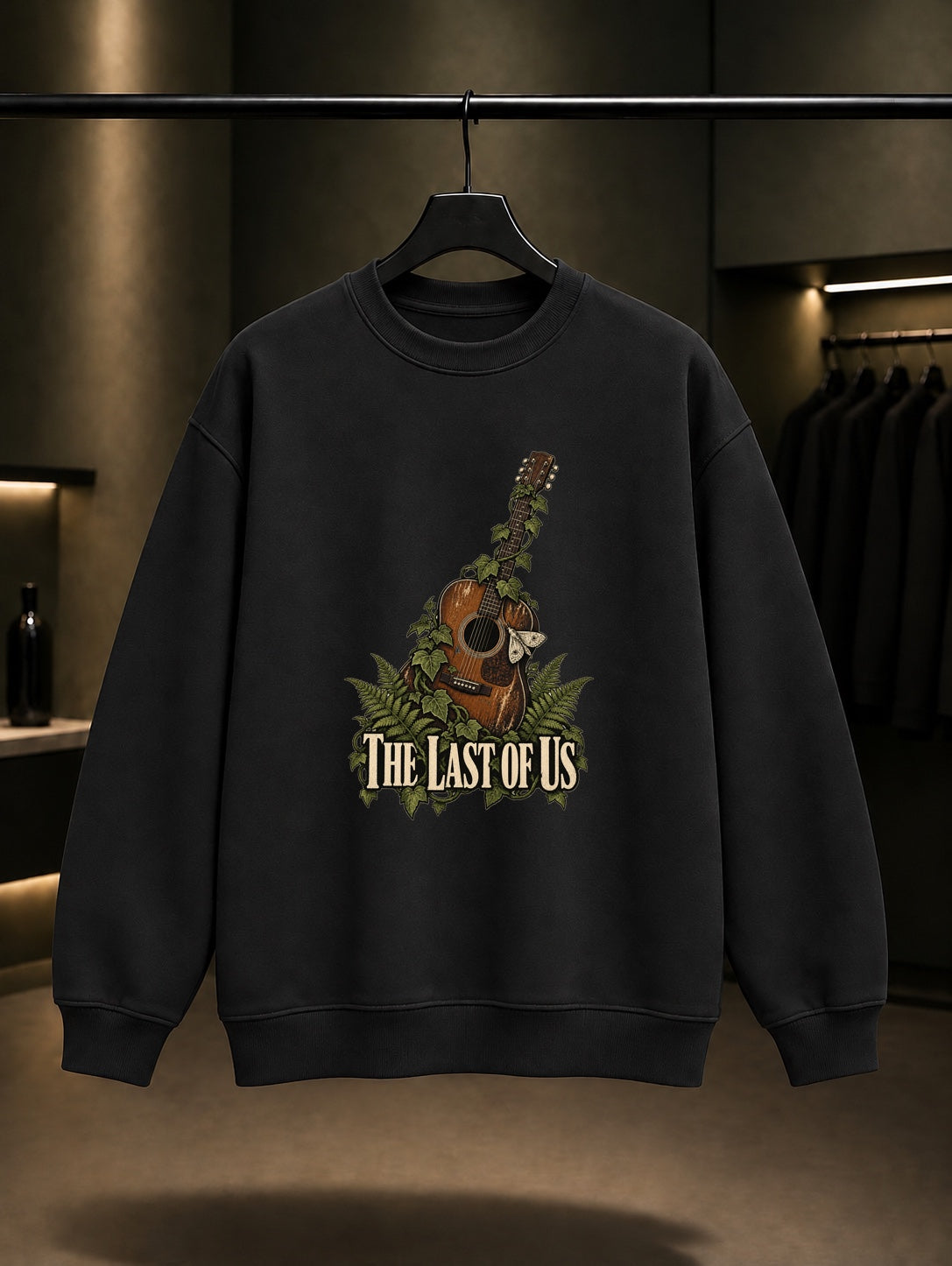 The Last of Us Gitar ve Eğrelti Sweatshirt Siyah