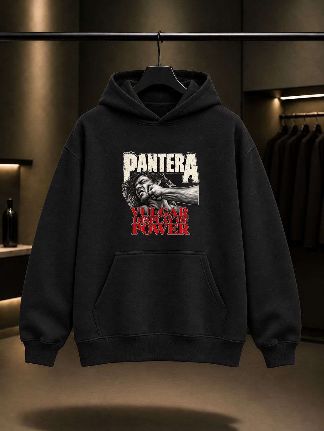 Pantera Vulgar Klasik Darbe Kapüşonlu Sweatshirt Siyah