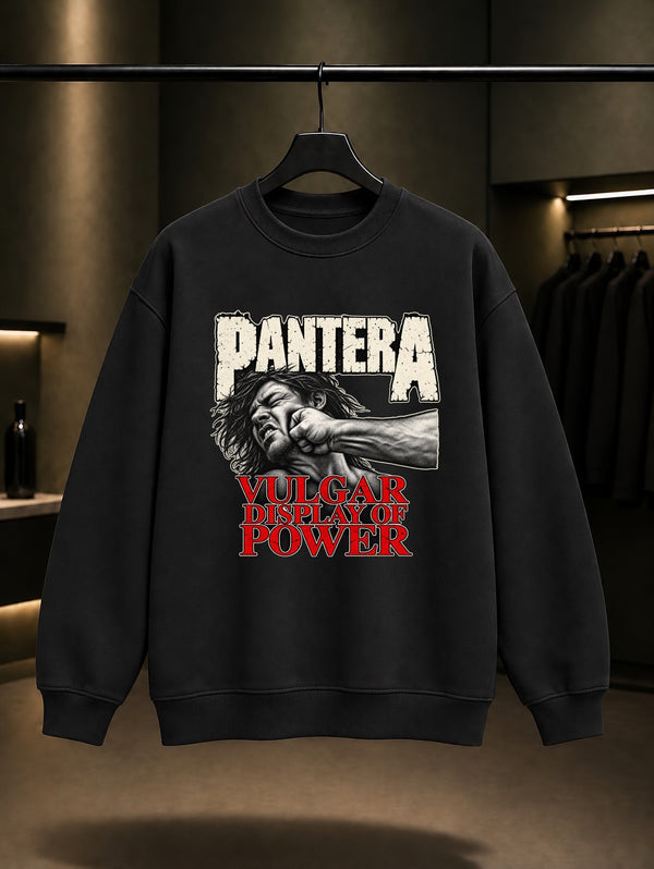 Pantera Vulgar Klasik Darbe Sweatshirt Siyah