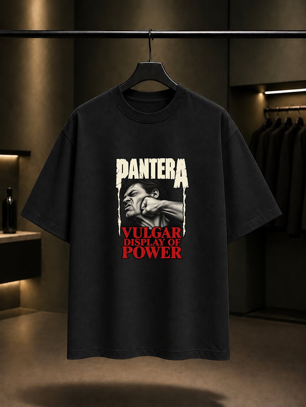 Pantera Vulgar Kırık Çerçeve Tişört Siyah