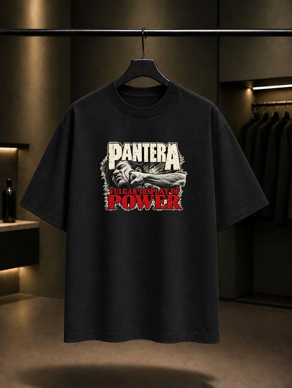 Pantera Vulgar Power Tipografi Tişört Siyah