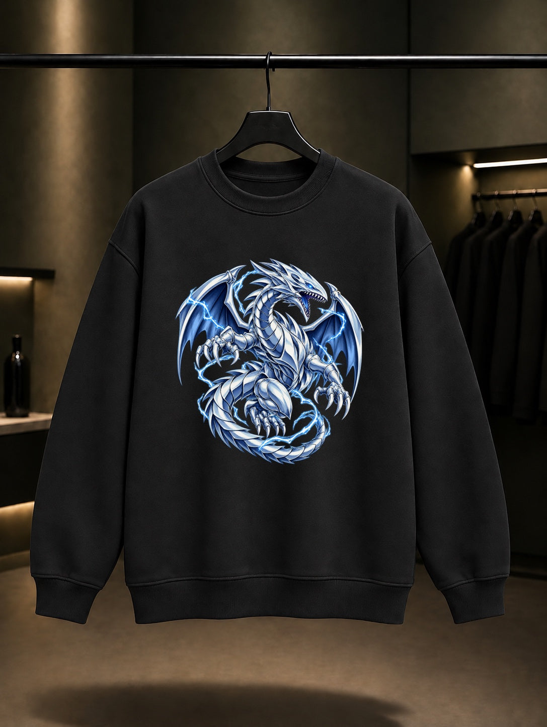 Yu-Gi-Oh Blue-Eyes White Dragon Sweatshirt Siyah