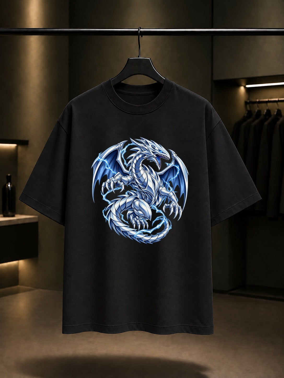 Yu-Gi-Oh Blue-Eyes White Dragon Tişört Siyah