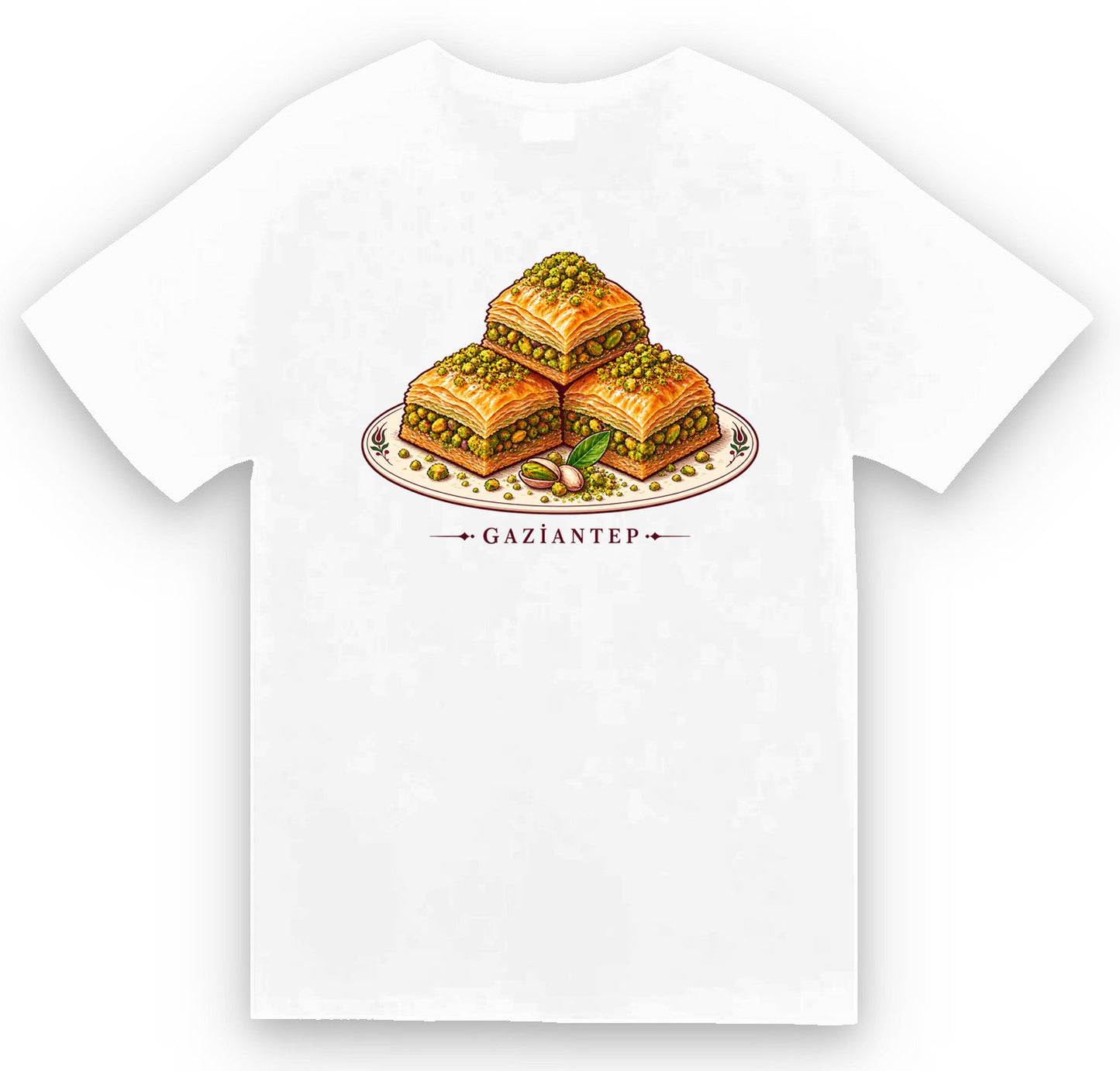 Gaziantep Antep Baklavası baskılı beyaz t-shirt