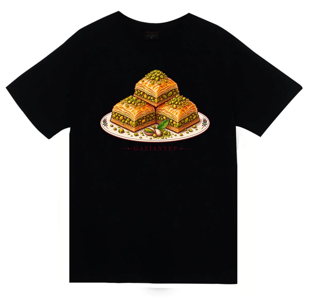 Gaziantep Antep Baklavası baskılı siyah t-shirt