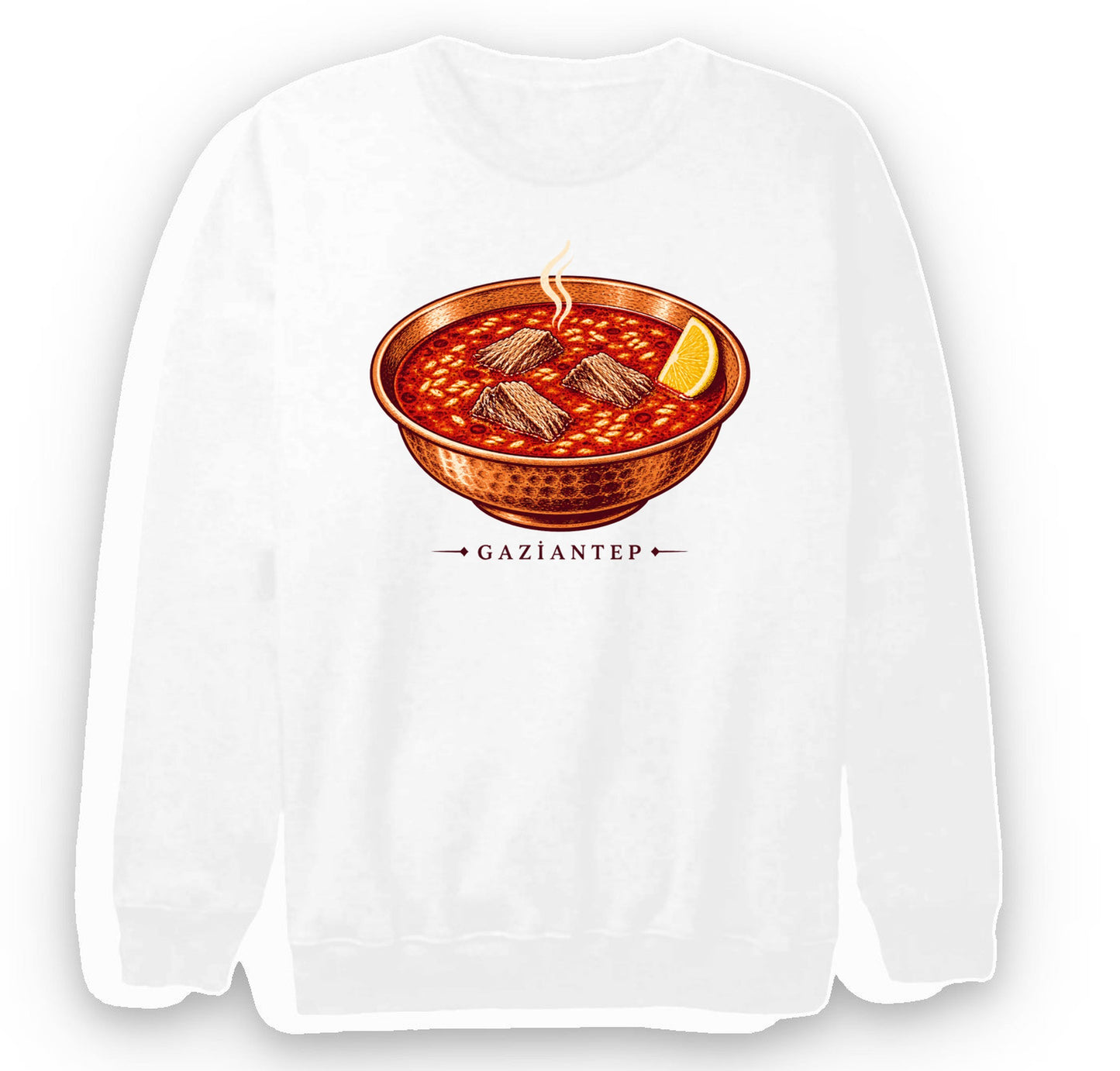 Gaziantep Beyran baskılı beyaz sweatshirt