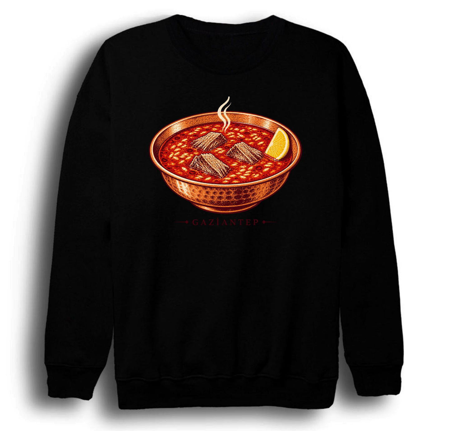 Gaziantep Beyran baskılı siyah sweatshirt