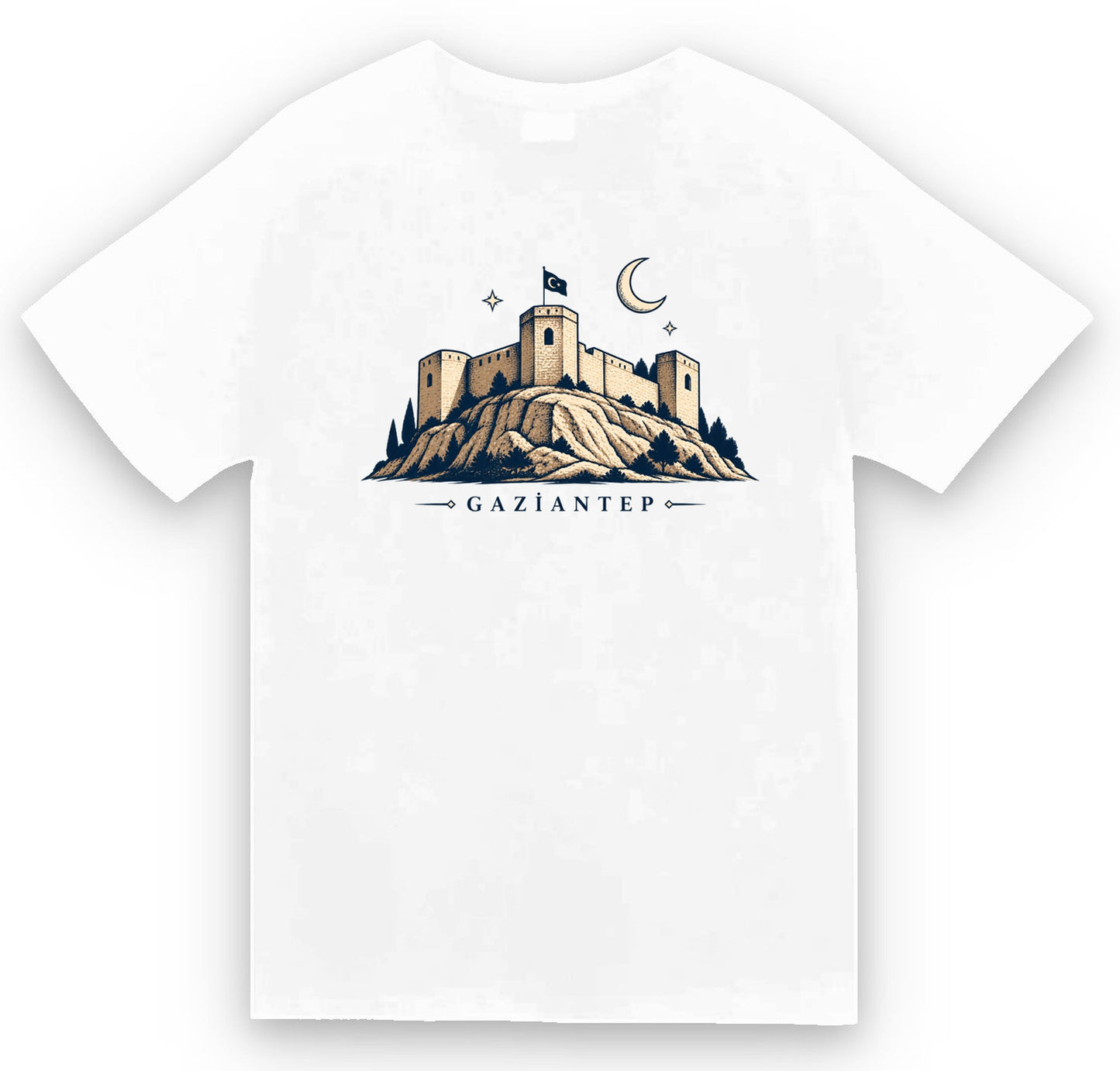 Gaziantep Kalesi baskılı beyaz t-shirt