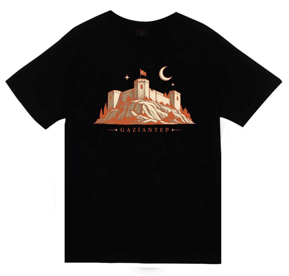 Gaziantep Kalesi baskılı siyah t-shirt