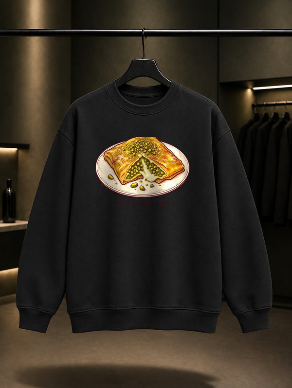 Gaziantep Katmer baskılı siyah sweatshirt