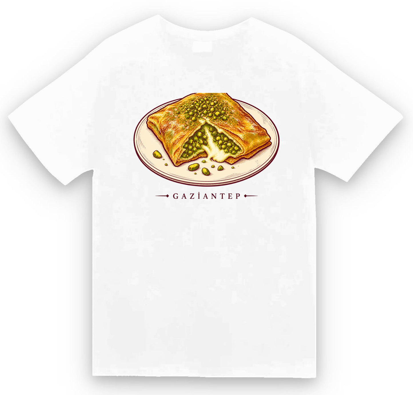 Gaziantep Katmer baskılı beyaz t-shirt