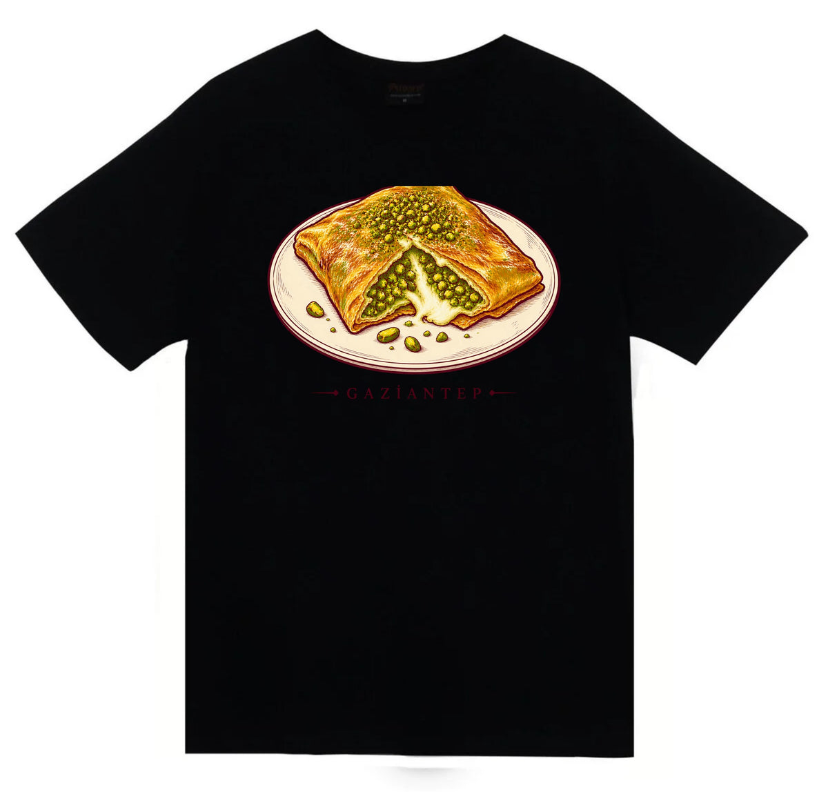 Gaziantep Katmer baskılı siyah t-shirt