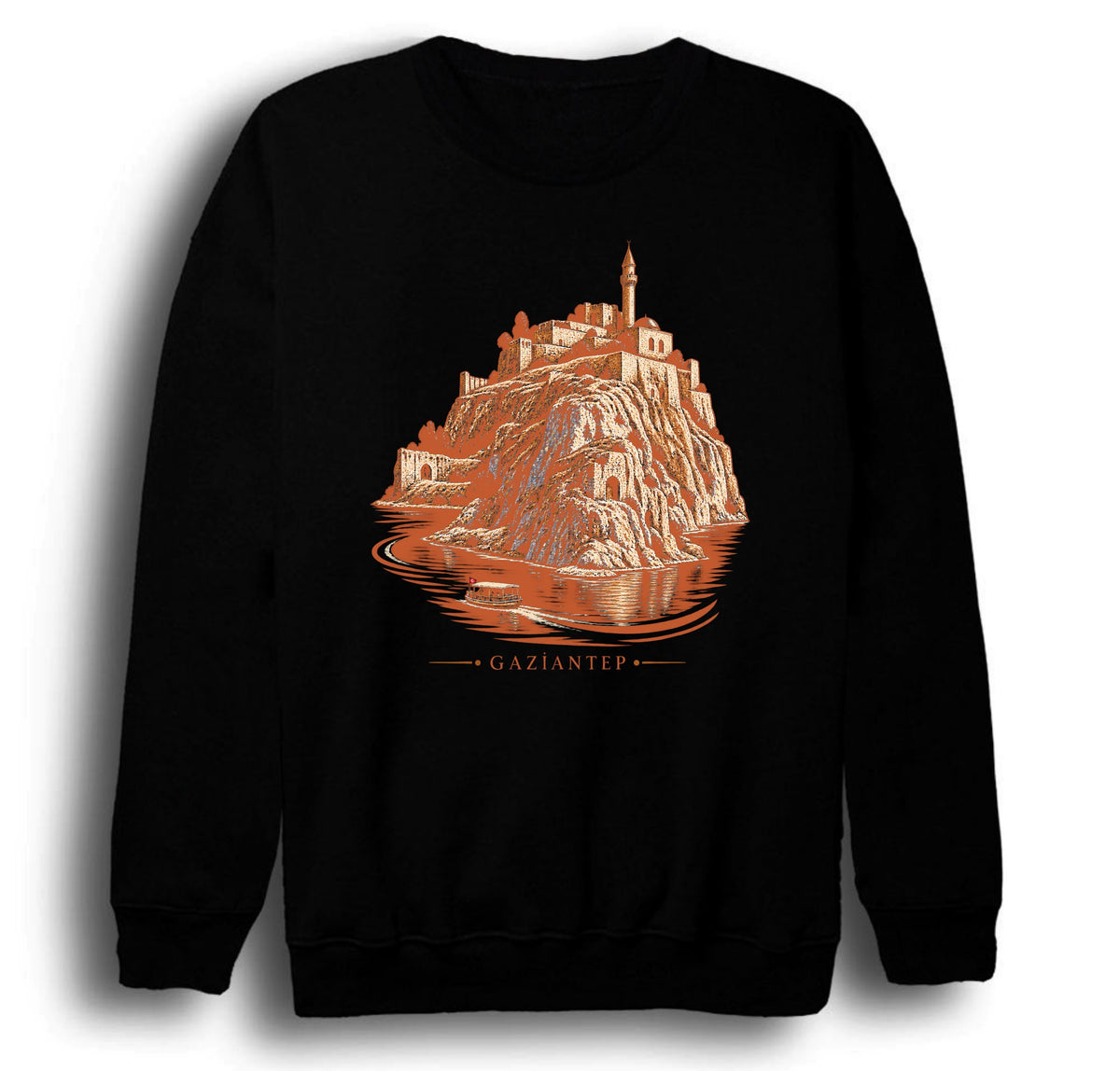 Gaziantep Rumkale baskılı siyah sweatshirt