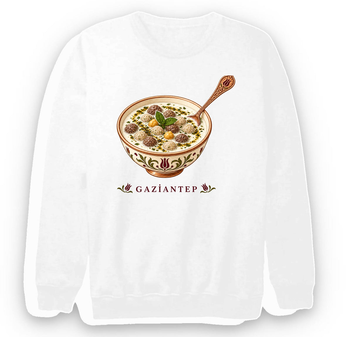 Gaziantep Yuvarlama baskılı beyaz sweatshirt