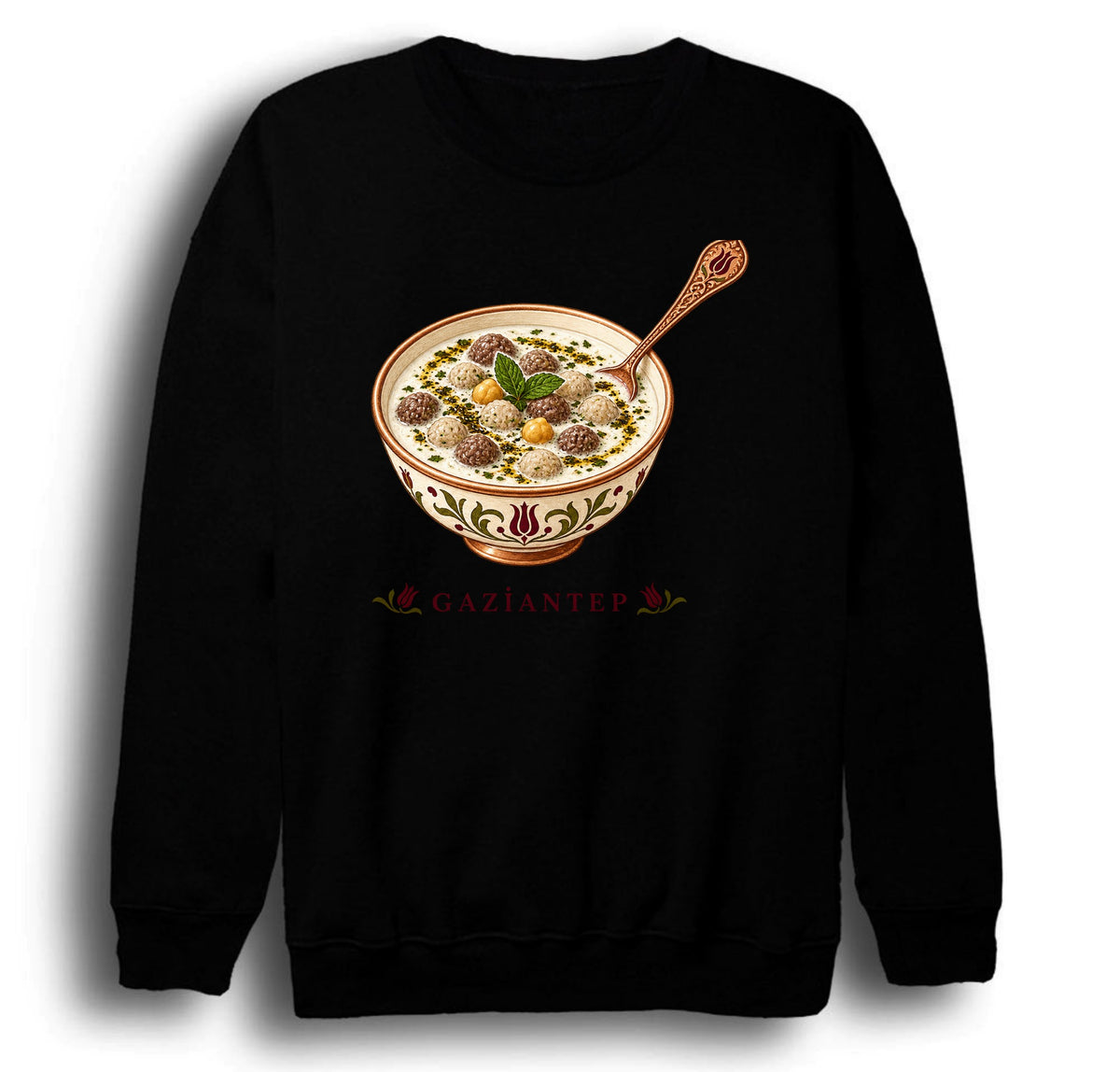 Gaziantep Yuvarlama baskılı siyah sweatshirt