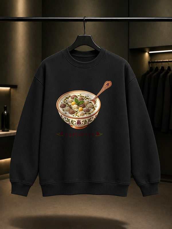 Gaziantep Yuvarlama baskılı siyah sweatshirt
