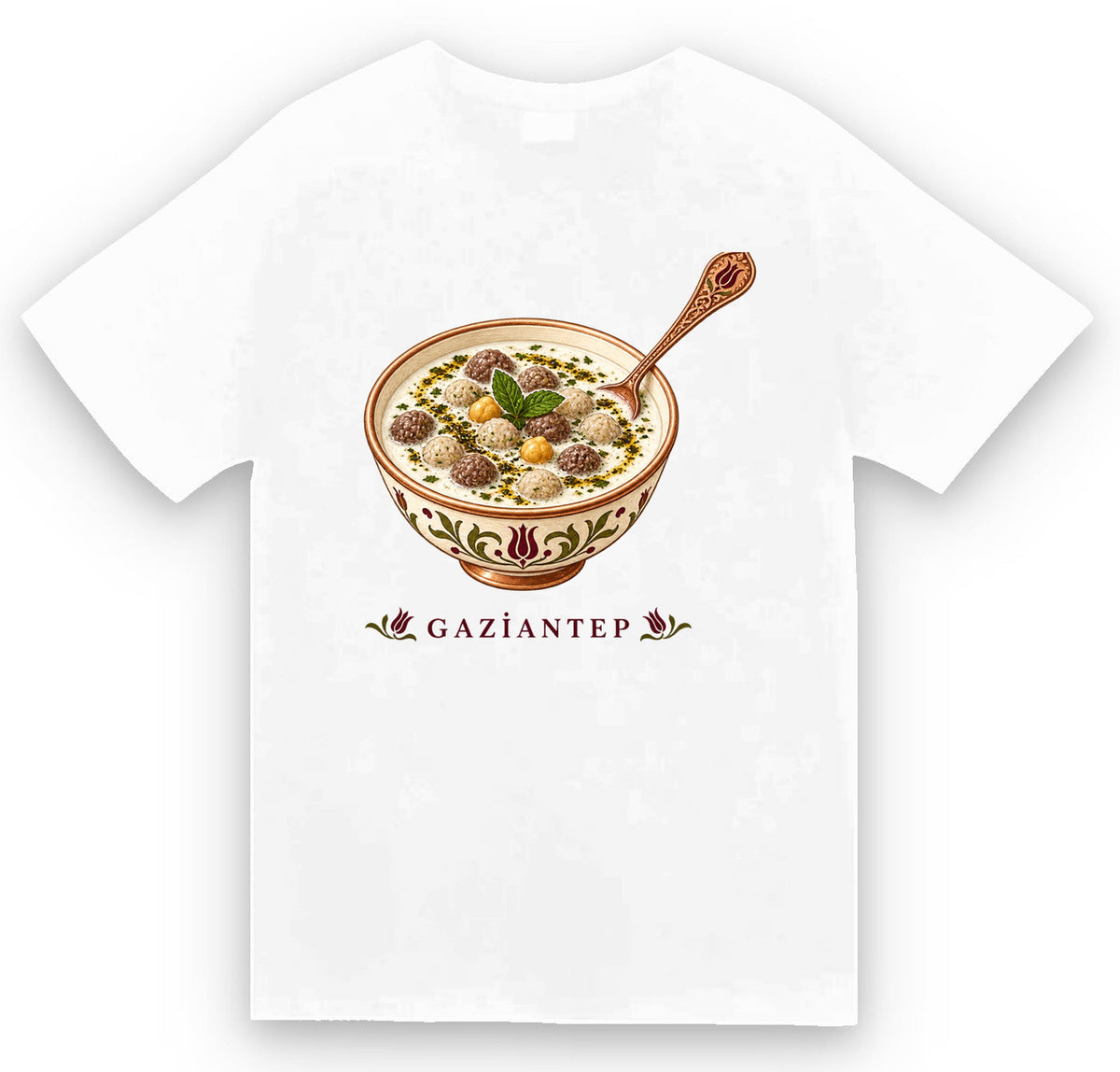 Gaziantep Yuvarlama baskılı beyaz t-shirt