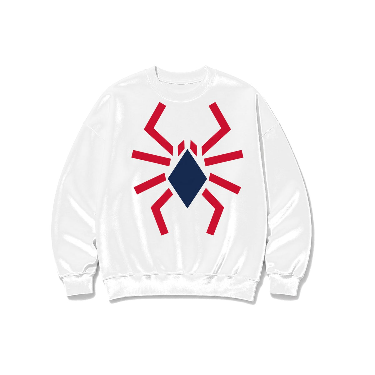Geometrik Örümcek baskılı beyaz sweatshirt
