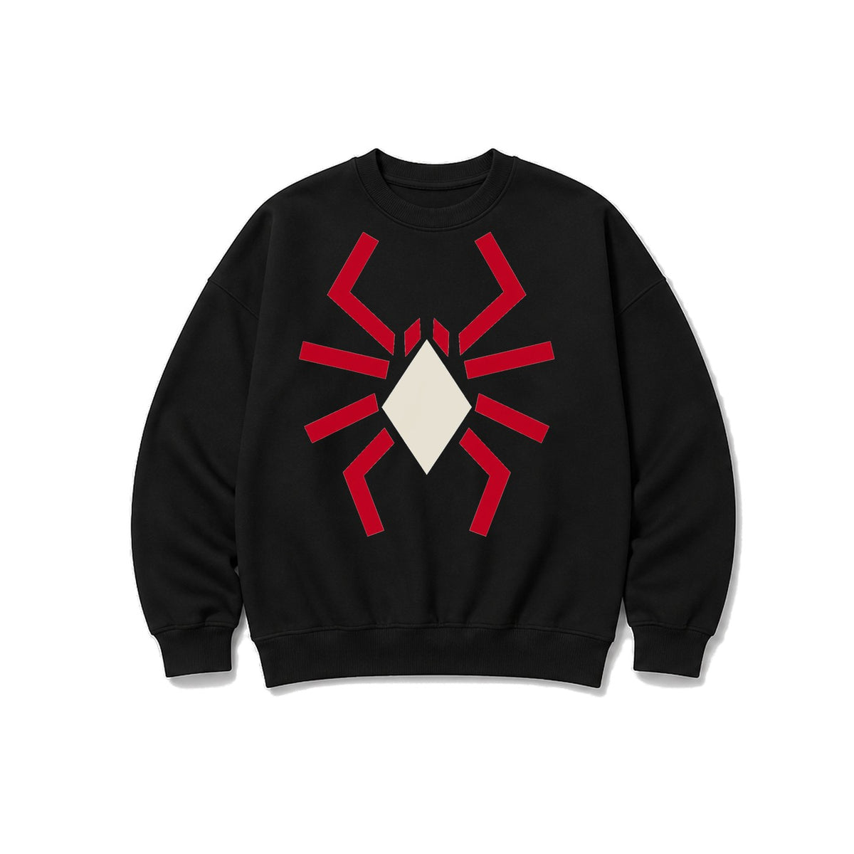 Geometrik Örümcek baskılı siyah sweatshirt