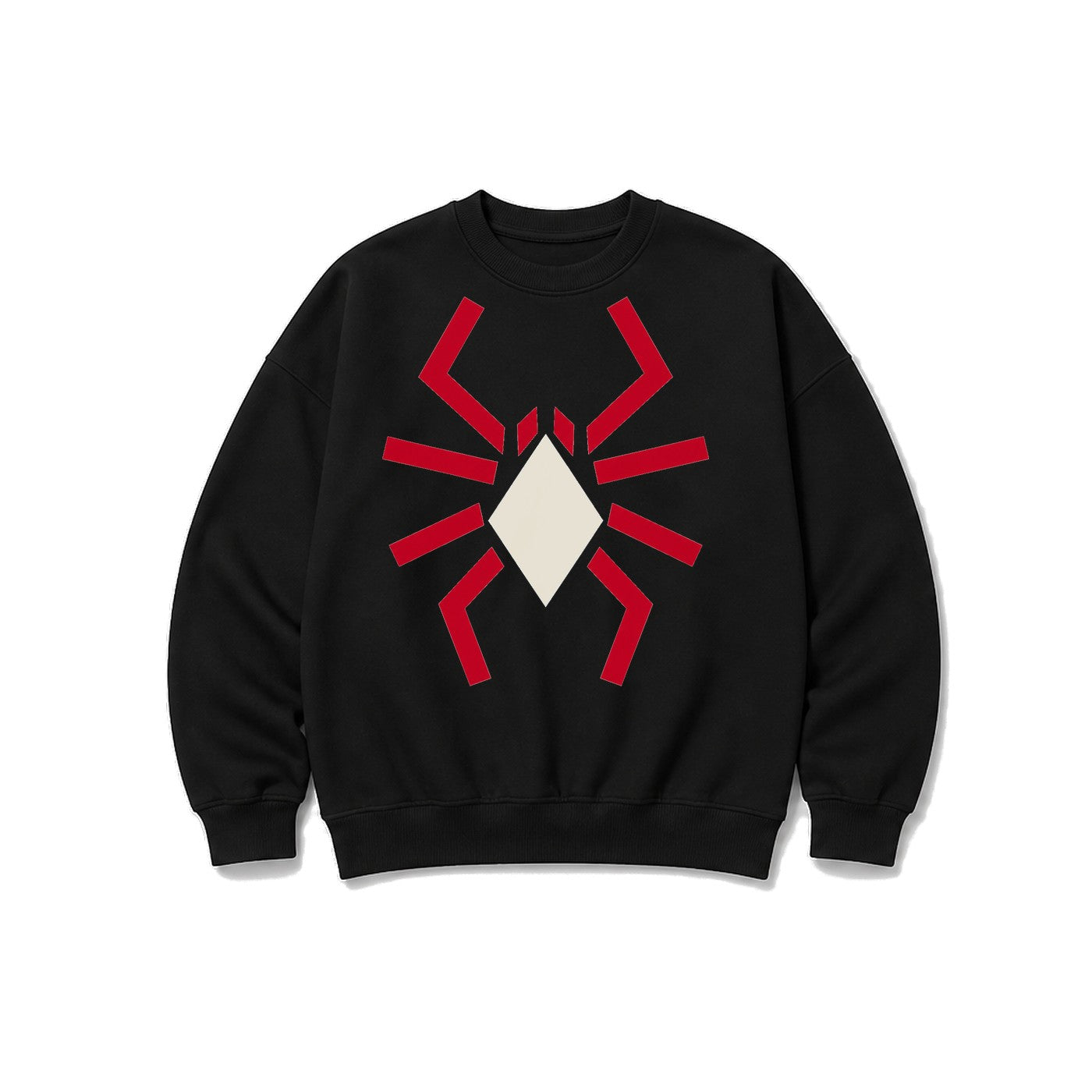 Geometrik Örümcek baskılı siyah sweatshirt