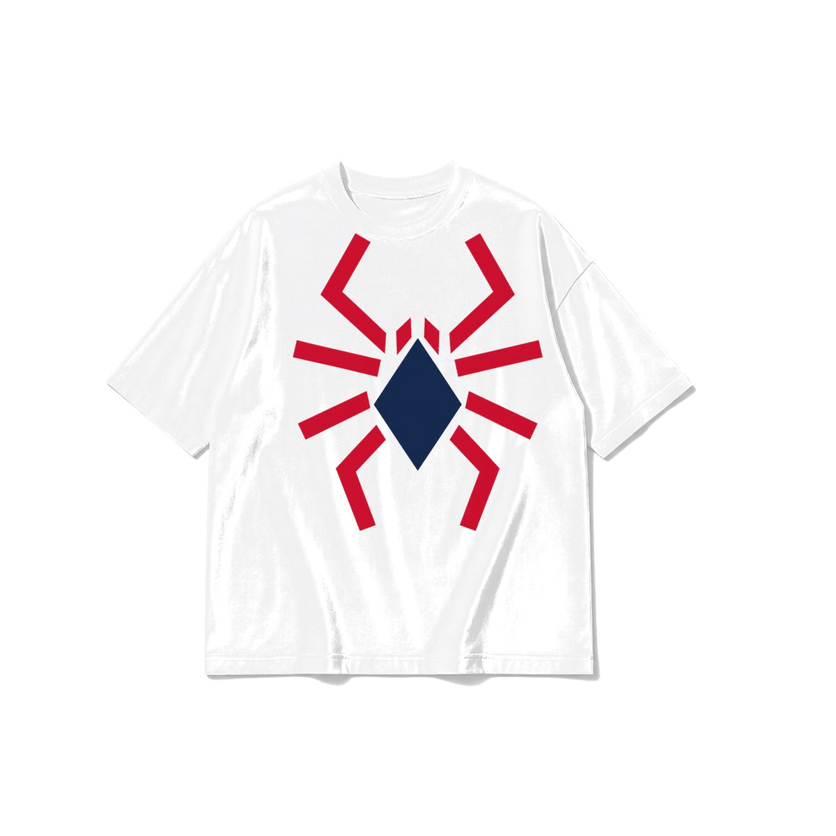 Geometrik Örümcek baskılı beyaz t-shirt