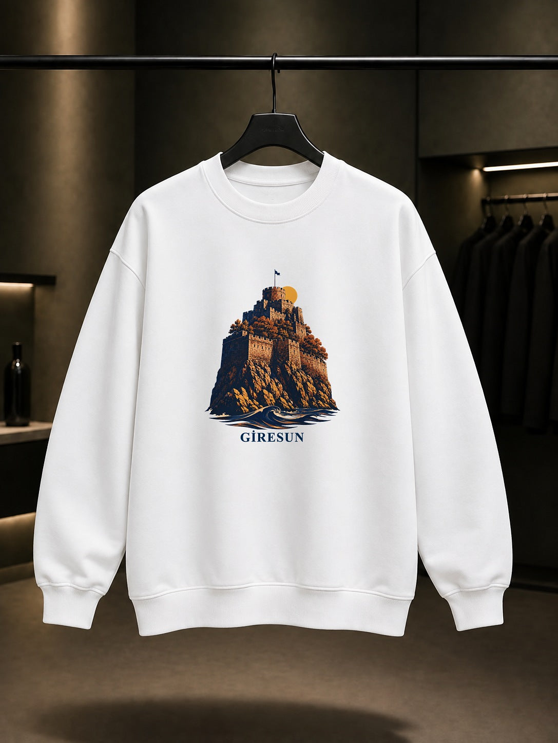 Giresun Kalesi baskılı beyaz sweatshirt
