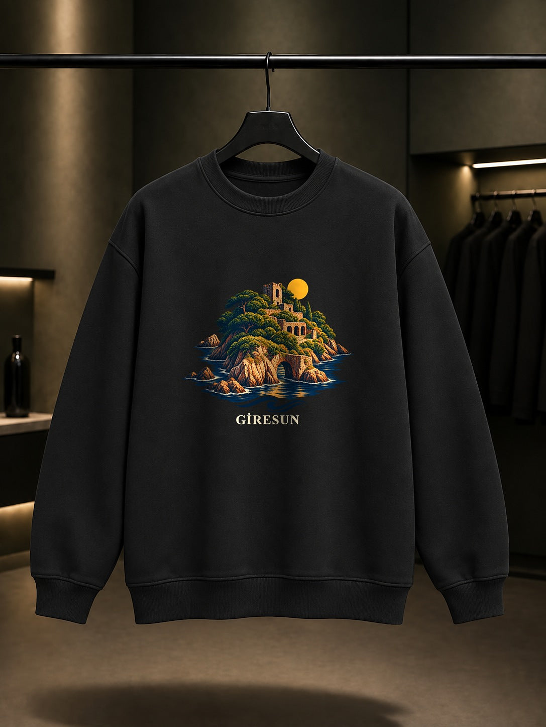 Giresun Adası baskılı siyah sweatshirt