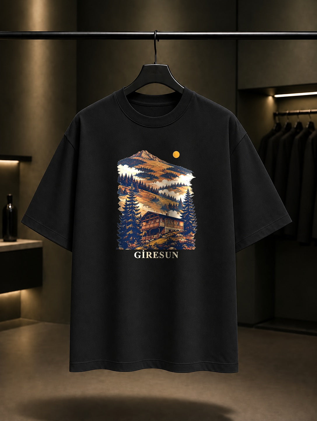 Giresun Kümbet Yaylası baskılı siyah t-shirt