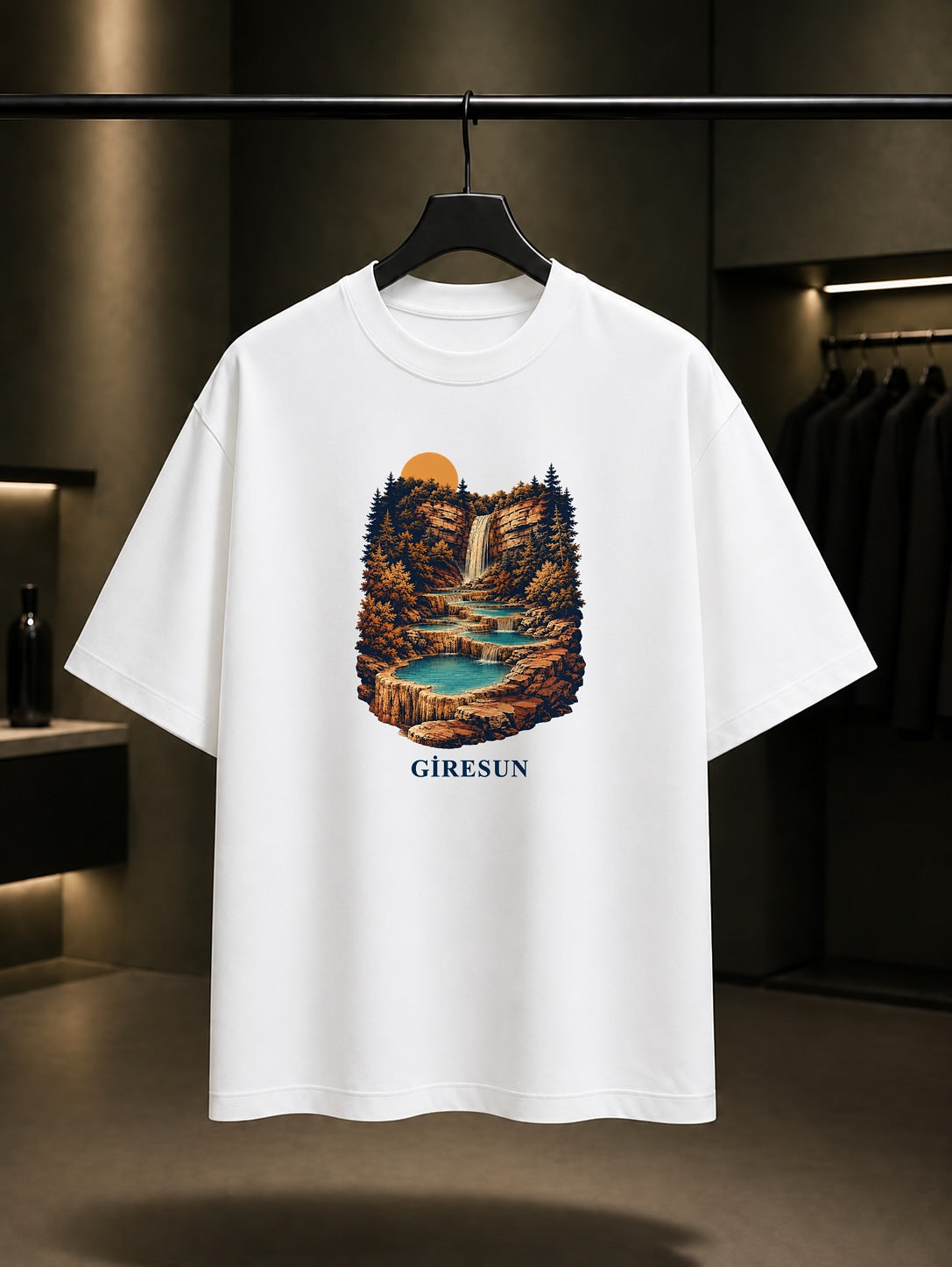 Giresun Mavi Göl Kuzalan baskılı beyaz t-shirt