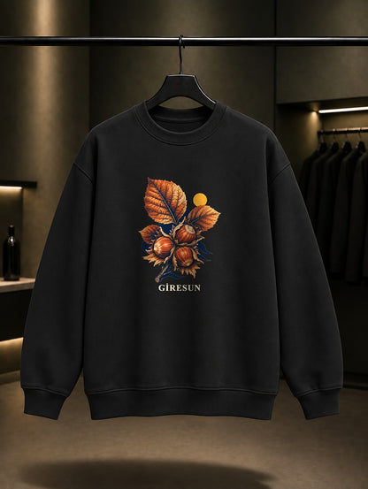 Giresun Tombul Fındık baskılı siyah sweatshirt