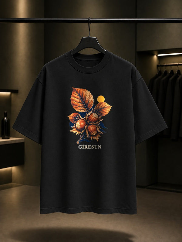 Giresun Tombul Fındık baskılı siyah t-shirt