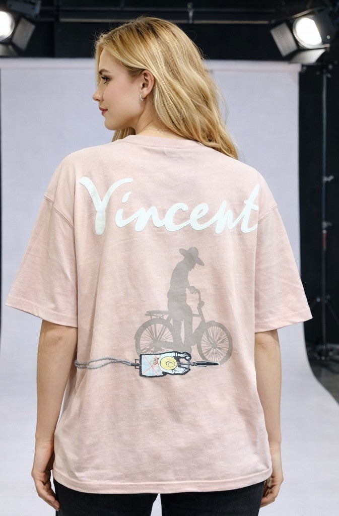 Vincent Van Gogh Sol Logo - Sırt Baskılı, Nakışlı Unisex %100 Pamuk Oversize T-shirt