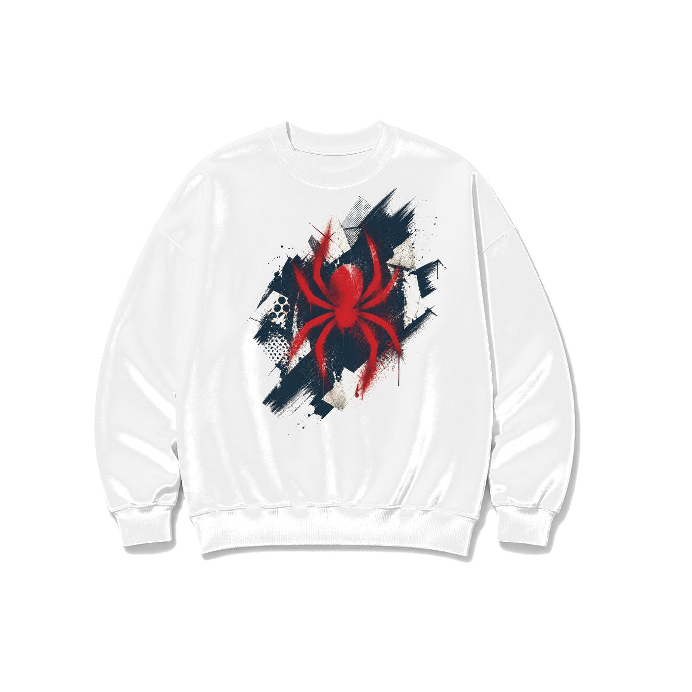 Grafiti Örümcek baskılı beyaz sweatshirt