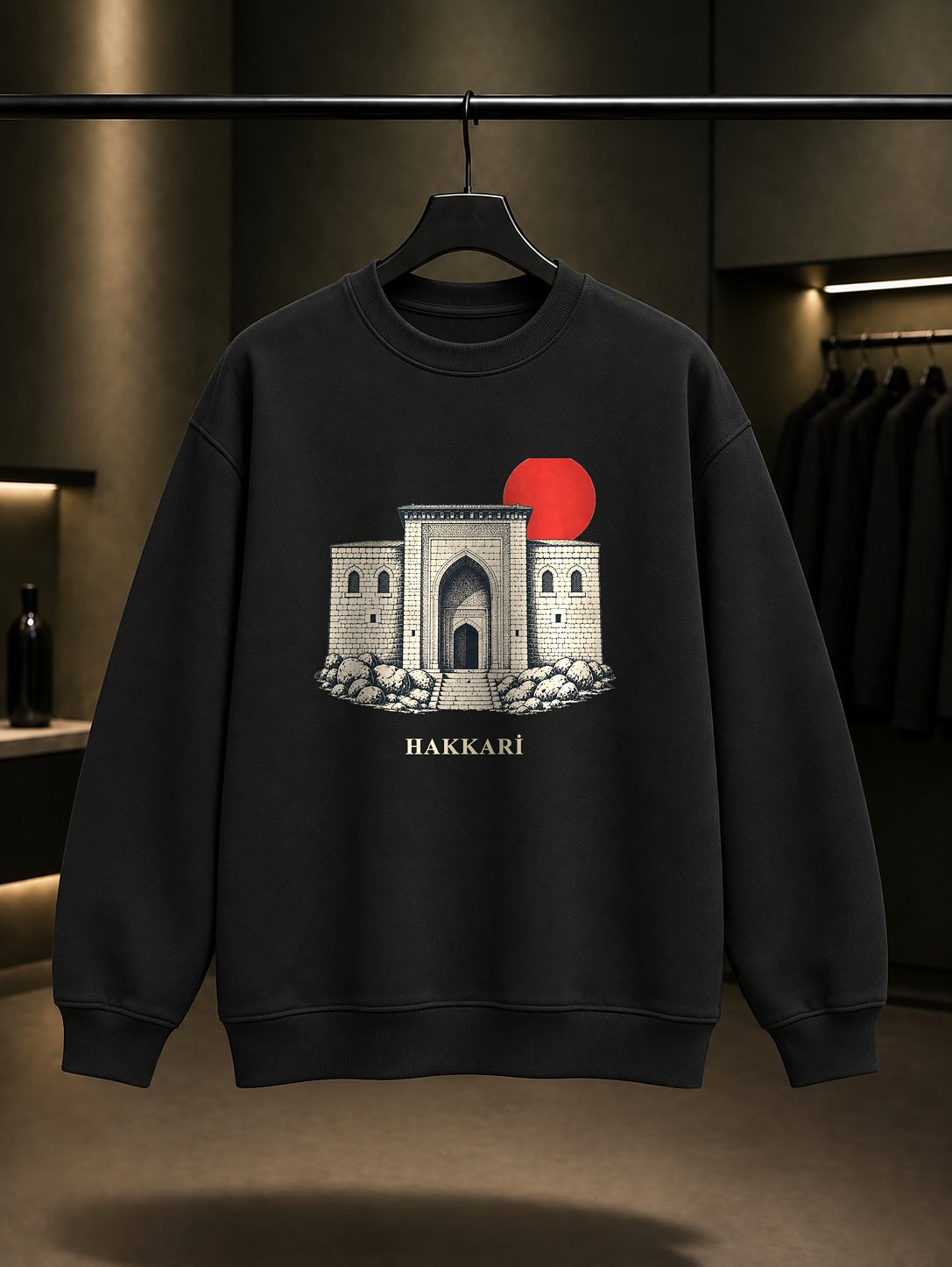 Hakkari Meydan Medresesi baskılı siyah sweatshirt