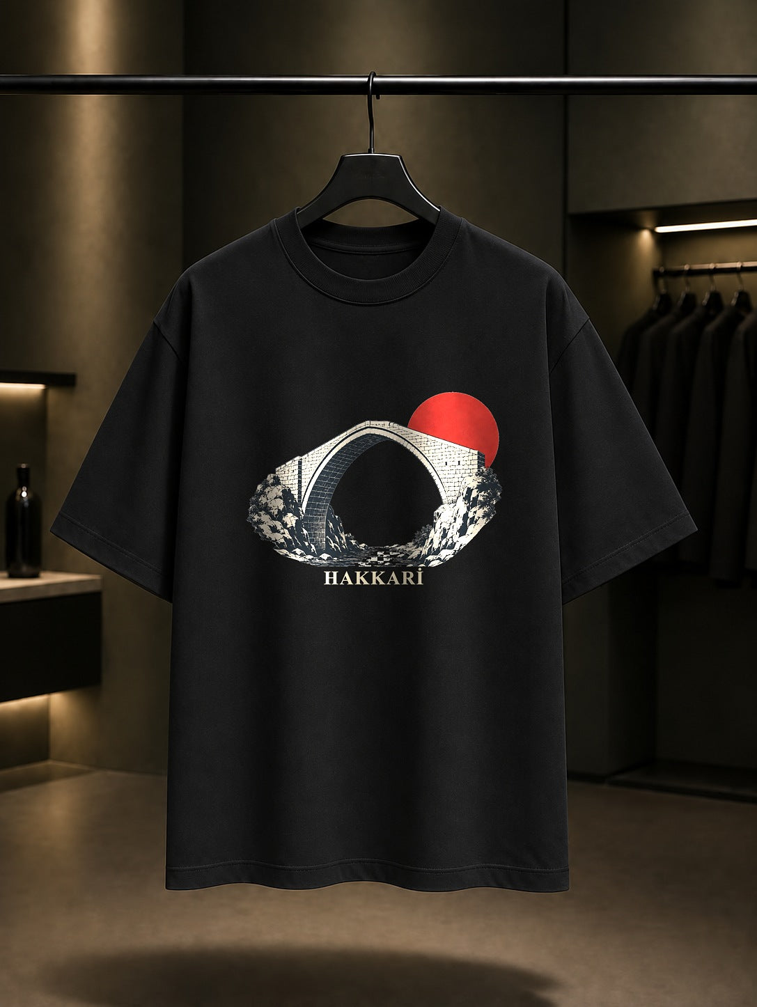 Hakkari Şemdinli Taş Köprü baskılı siyah t-shirt