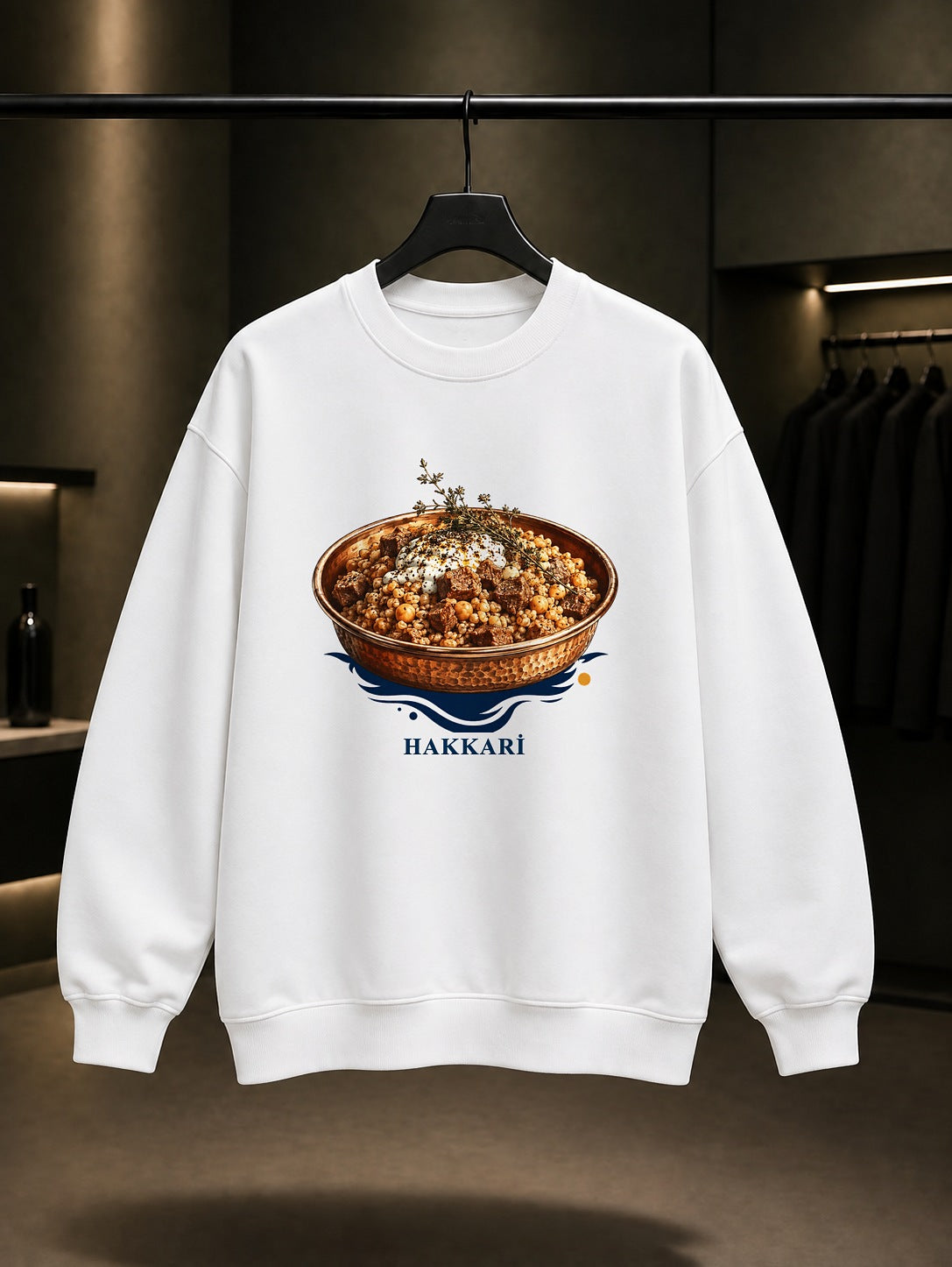 Hakkari Keledoş baskılı beyaz sweatshirt