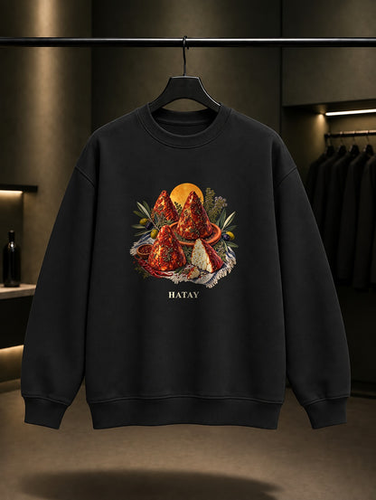 Hatay Sürk baskılı siyah sweatshirt