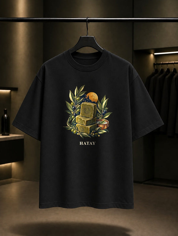 Hatay Defne Sabunu baskılı siyah t-shirt
