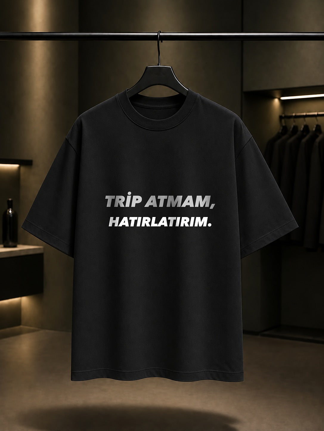 Trip Atmam Hatırlatırım Baskılı Unisex %100 Pamuk T-shirt — Siyah