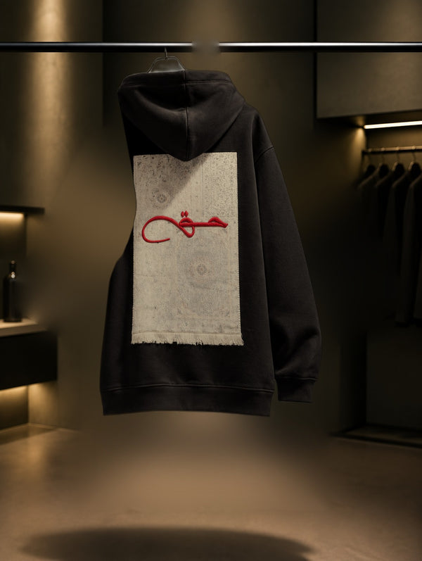 Kırmızı Hat Oversize Kapüşonlu – Siyah arka