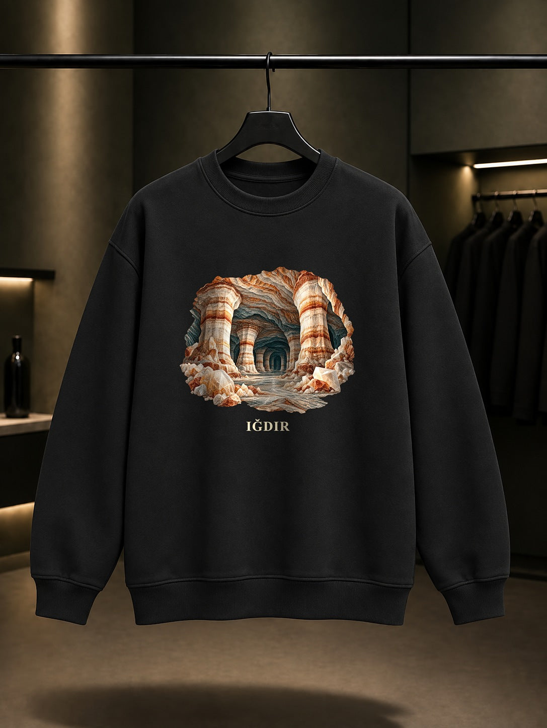 Iğdır Tuzluca baskılı siyah sweatshirt