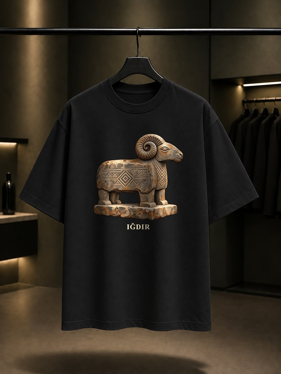 Iğdır Koç Mezar baskılı siyah t-shirt