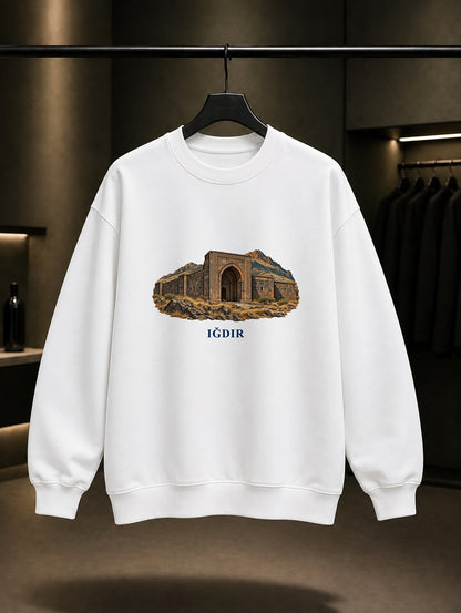 Iğdır Harmandöven baskılı beyaz sweatshirt