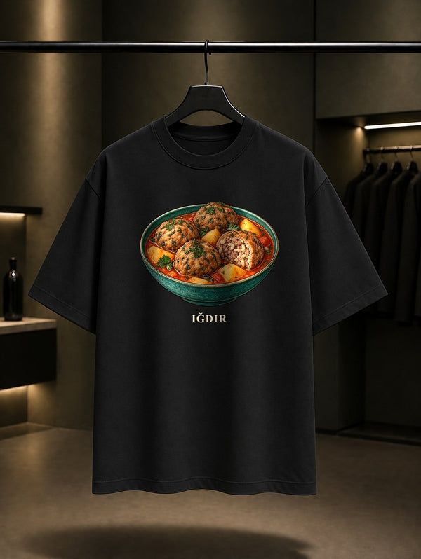 Iğdır Taş Köfte baskılı siyah t-shirt