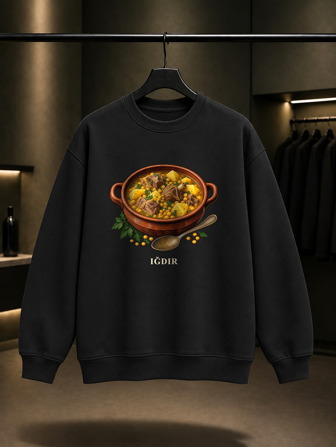 Iğdır Bozbaş baskılı siyah sweatshirt